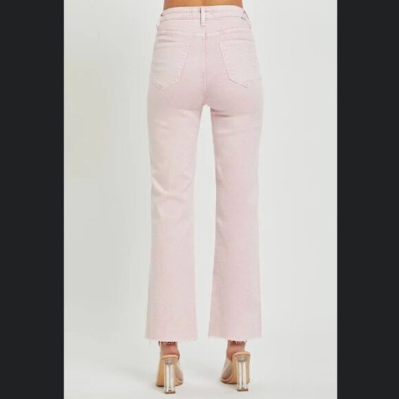 NWT Risen High Rise Raw Hem Slit Straight Jeans in Mauve size 15/32 - Picture 2 of 15